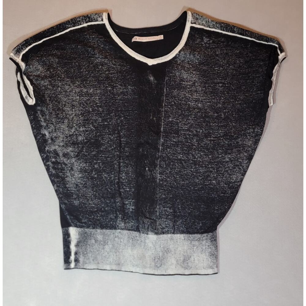 Blanc Noir Black Cotton Summer Knit Dolman Sweater M